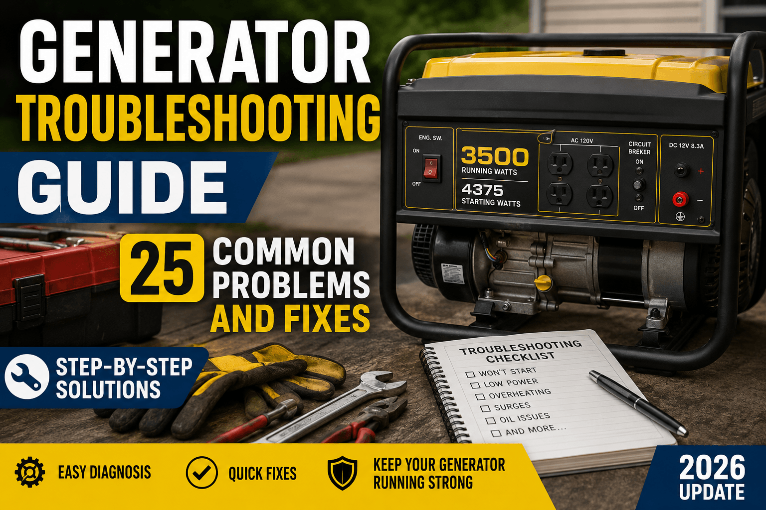 Generator Troubleshooting Guide: 25 Common Problems and Fixes (2026)