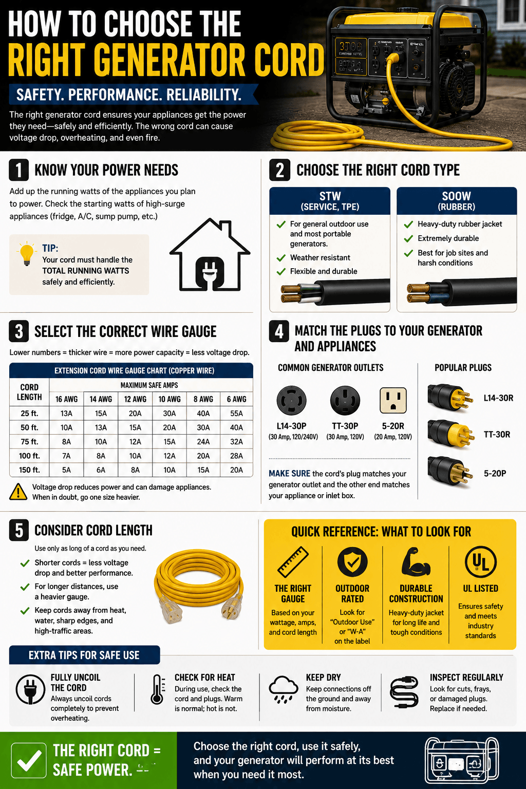 How to Choose the Right Generator Cord (2026 Complete Guide)