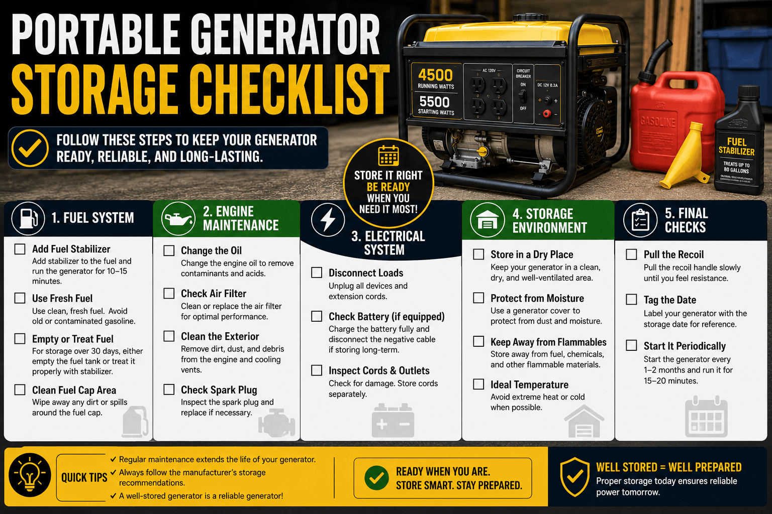 Portable Generator Storage Checklist (2026)