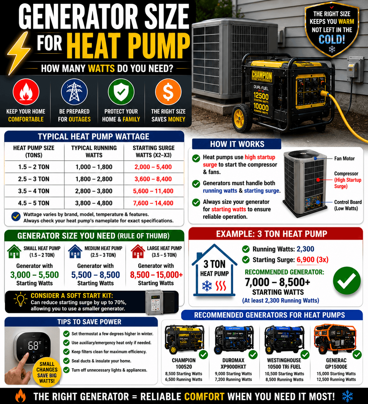 Generator Size for Heat Pump (2026 Guide)