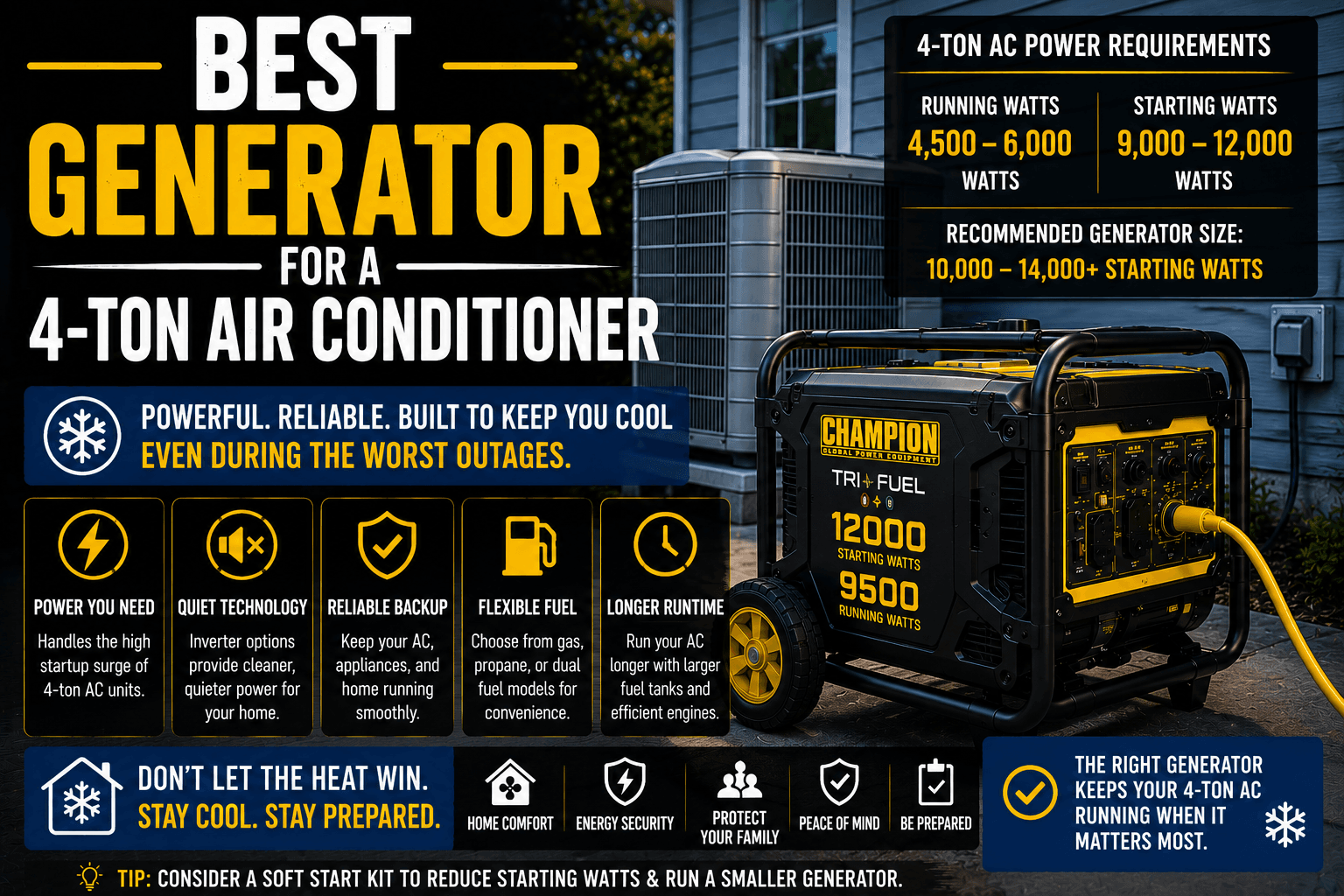 Best Generator for a 4-Ton Air Conditioner (2026 Guide)