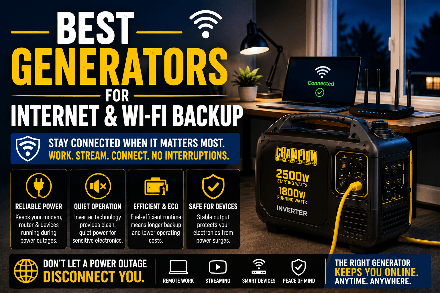 Best Generators for Internet & Wi-Fi Backup (2026 Guide)
