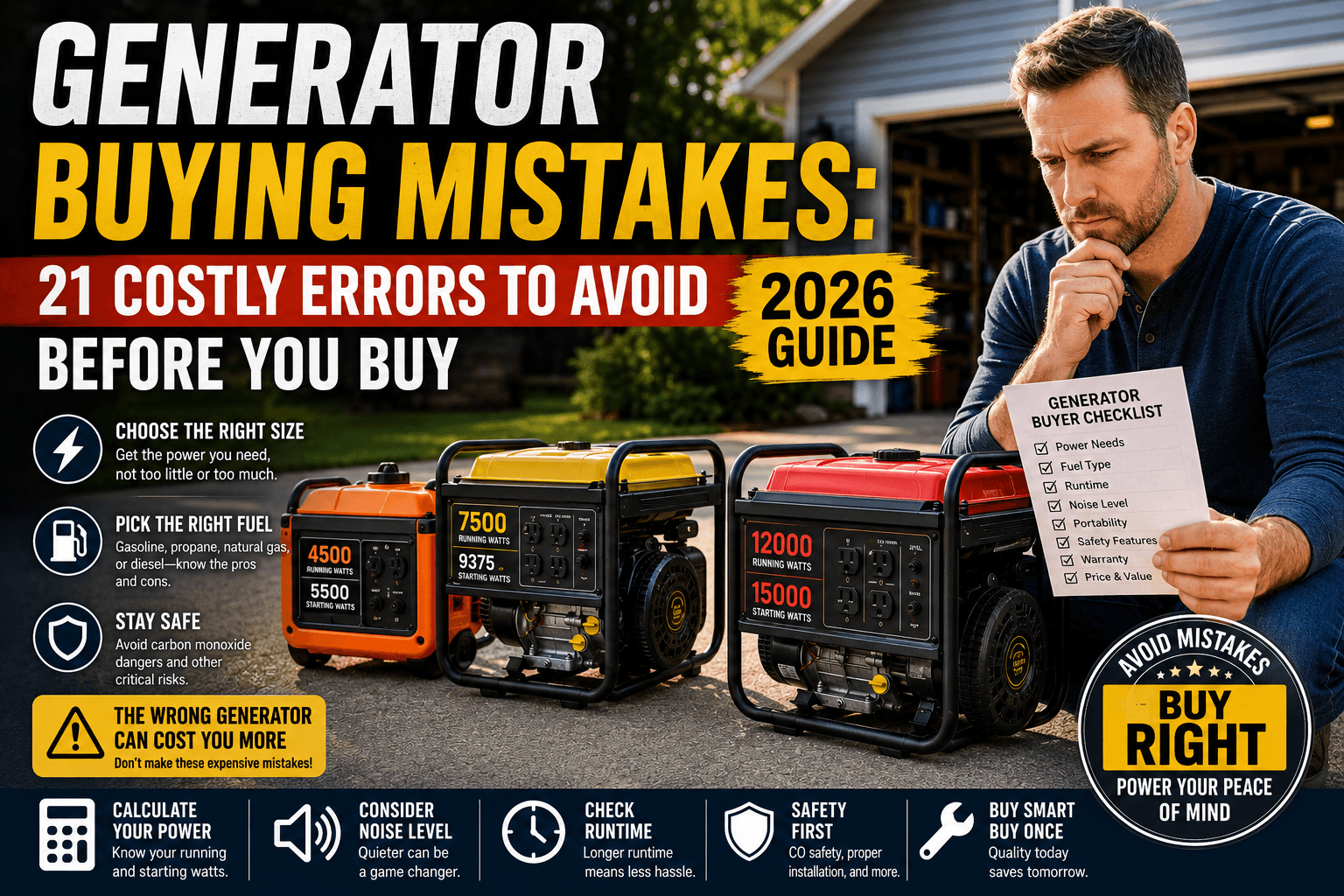 Generator Buying Mistakes: 21 Costly Errors to Avoid Before You Buy (2026 Guide)